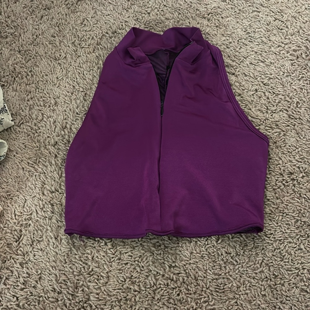 Purple zip up crop top